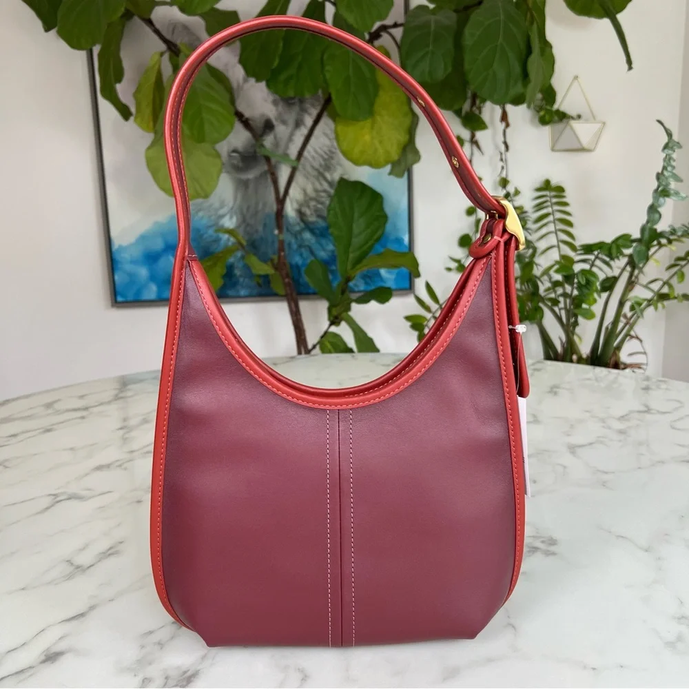 NWT Coach Ergo Shoulder Bag In Colorblock Wine Red Leather Brass Multi C5282